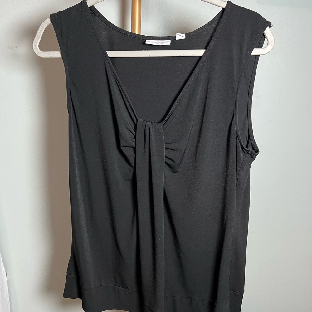 New York & Company Black Ruched Sleeveless Blouse
